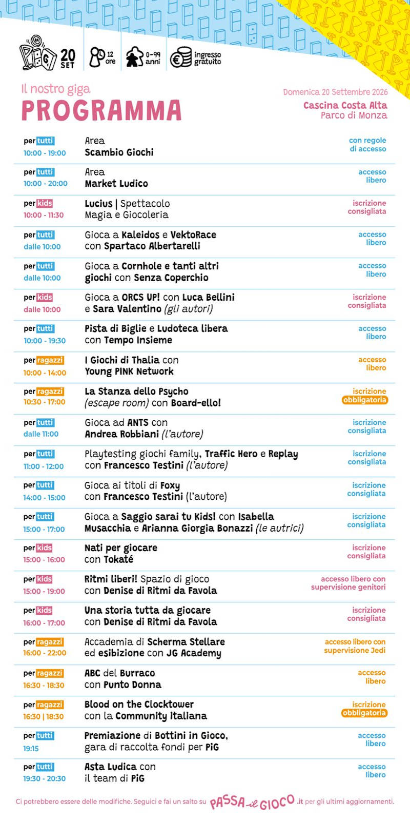 programma orario pig