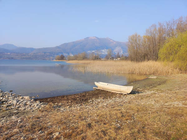 sentiero sculture legno Lago Pusiano